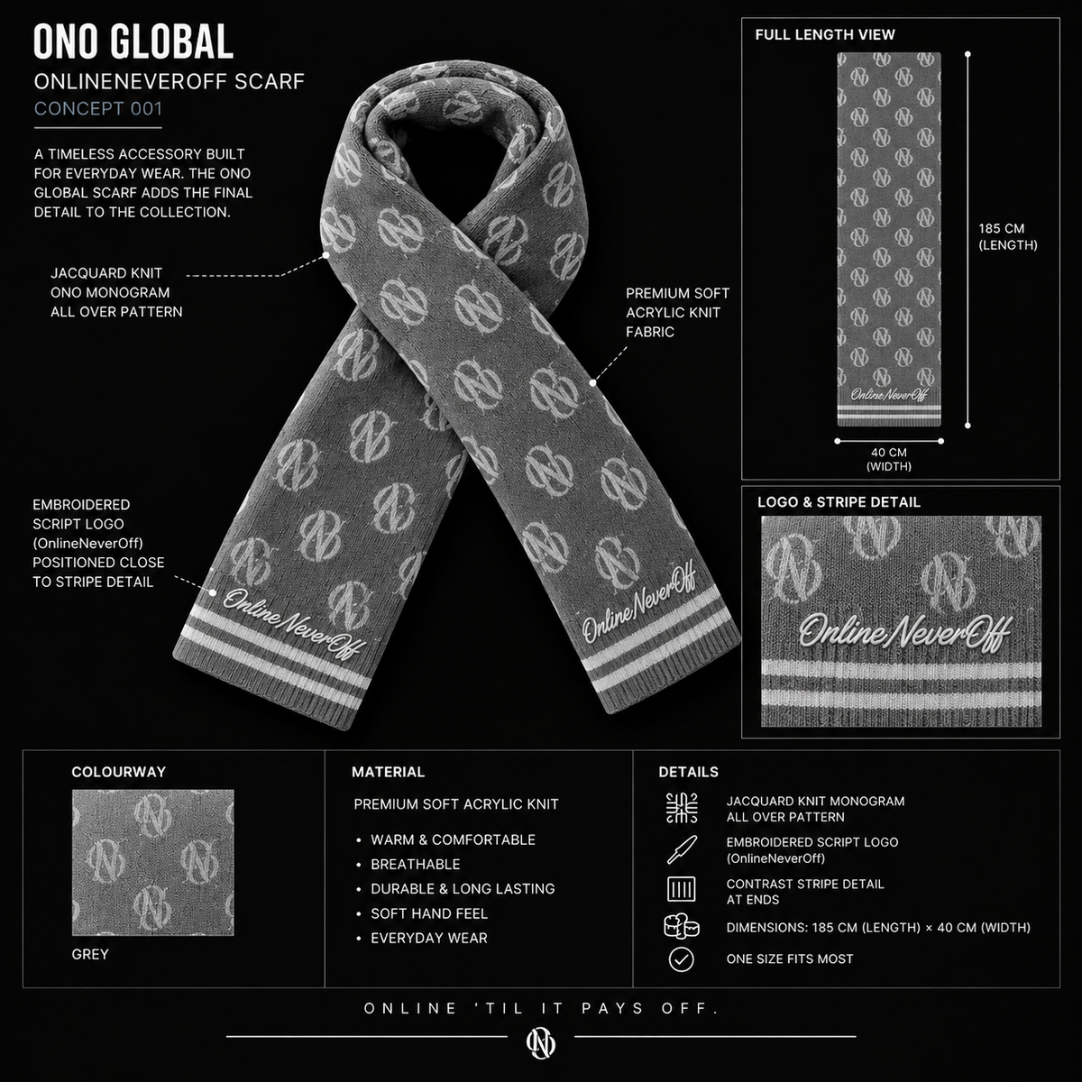 Onlineneveroff Monogram Scarf