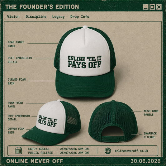Onlineneveroff “Online ‘Til It Pays Off” Cap GREEN