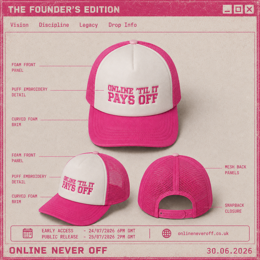 Onlineneveroff “Online ‘Til It Pays Off” Cap PINK