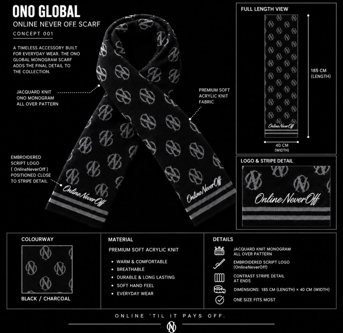 Onlineneveroff Monogram Scarf